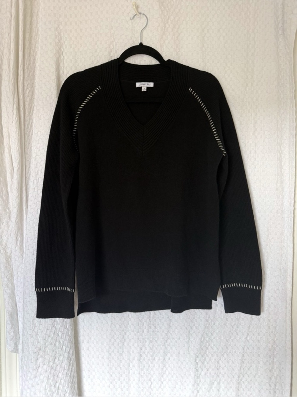 Johnny Was Sally Cashmere Whipstitch V-Neck Sweater Black Size M - Picture 5 of 5